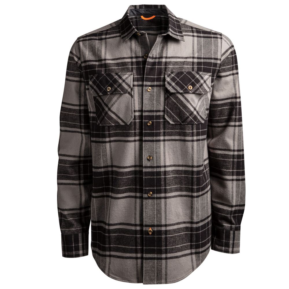 Timberland Πουκαμισα Ανδρικα Βαθυ Γκρι - Pro® Big & Tall Woodfort Heavyweight Flex Flannel Work - Gr